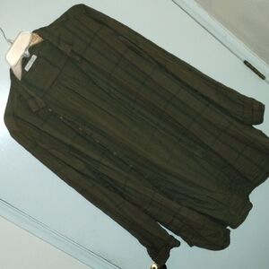 Free People Olive Button Down Shirt